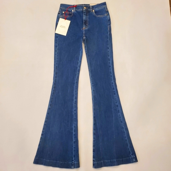 NWT$900 Alexander McQueen Dark Blue High Rise Flare Jeans Sz 24 - Picture 8 of 15